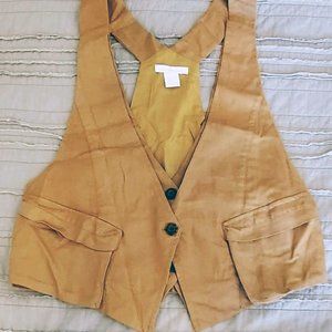 Tan Vest with Buttons & Pockets
